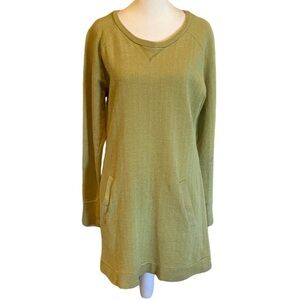 GOLITE Olive Green Long Sleeve Casual Shift Dress. Size M. Textured.